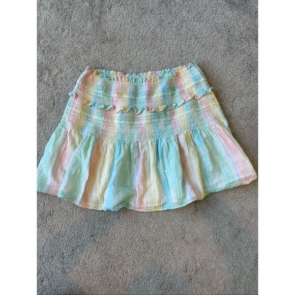 NWOT LoveShackFancy Camilla Skirt Pastel Rainbow Gold, Med $225 C43 - Picture 3 of 7